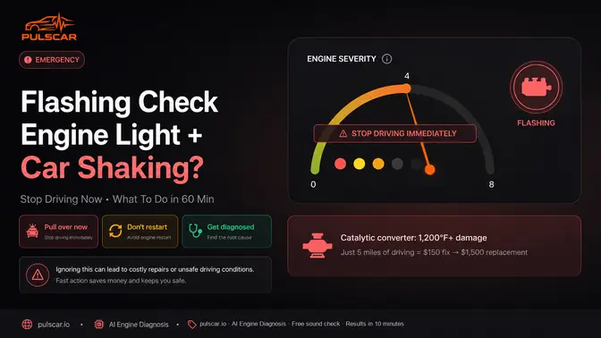 Flashing Check Engine Light + Shaking in 2026: The Light Is a Countdown, Not a Reminder