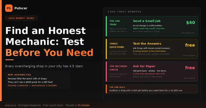 How to Find an Honest Mechanic in 2026: Test Them Before You Need Them